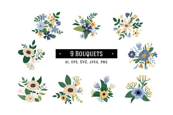 9 Flowers Bouquets Compositions