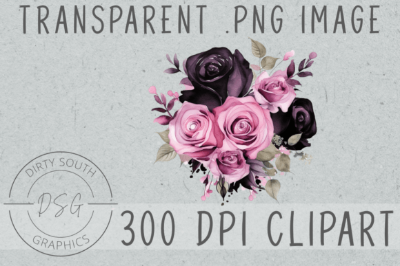 Black Pink Roses Arrangment Graphics for Branding