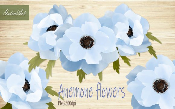 Blue Flowers Anemone Graphics for Crafting