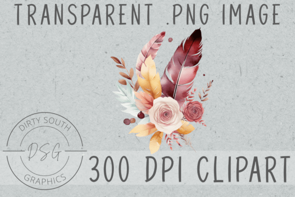 Boho Feathers Flowers Graphics for Creative Projects