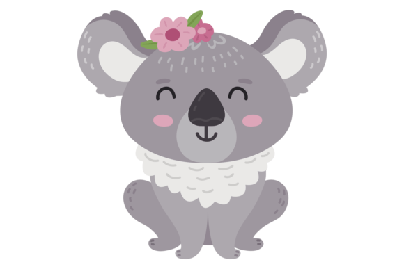 Cute Koala with Flowers Graphics for Editorial Use