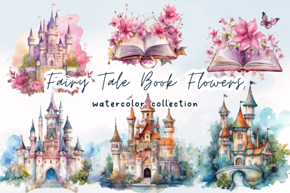 Fairy Tale Book Flowers Graphics