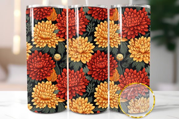 Fall Flowers Tumbler Wrap Graphics for Local Branding