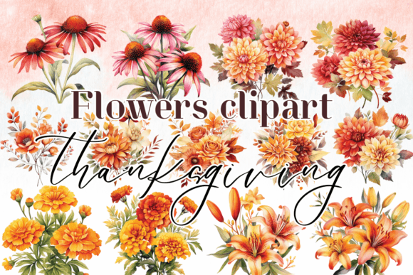 Fall Flowers Watercolor Graphics