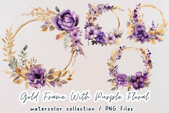 Flower Frame Purple Flowers Watercolor Graphics
