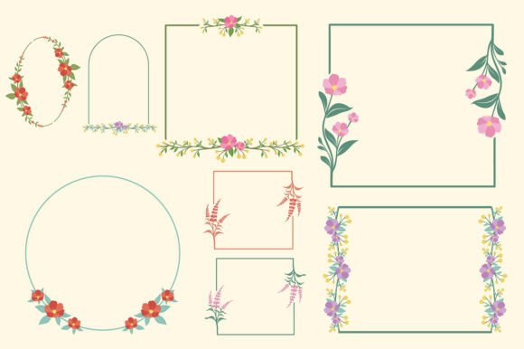 Flowers Frame Vector Set