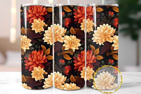 Flowers Tumbler Wrap Fall Design Graphics
