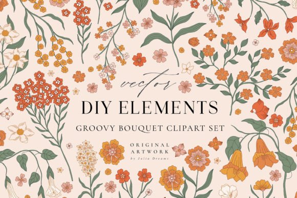 Groovy Bouquet Boho Flowers Graphics