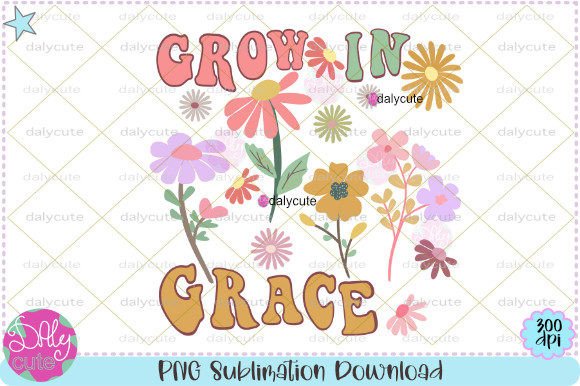 Grow in Grace Retro Flowers Boho Graphics for Local Branding