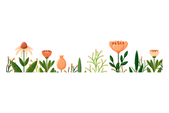 Growing Flowers Horizontal Border