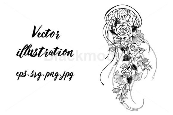 Jellyfish with Roses Graphics for Local Branding