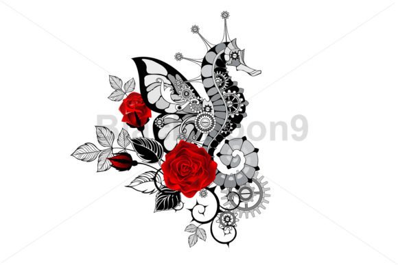 Mechanical Seahorse Graphics for Digital Sellers