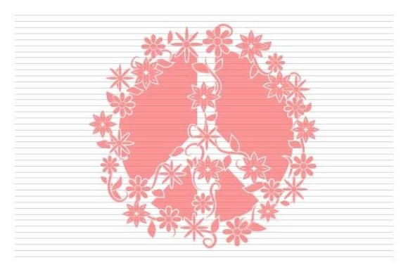 Peace Symbol with Pink Flowers Graphics