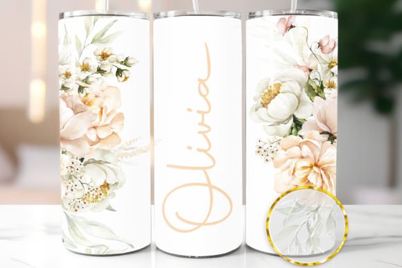 Personalized Tumbler Wrap Flowers Graphics