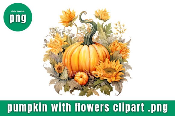Pumpkin with Flowers Graphics for Seasonal Branding