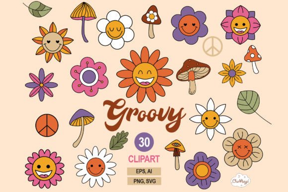 Retro Flowers Graphics for Branding and Marketing