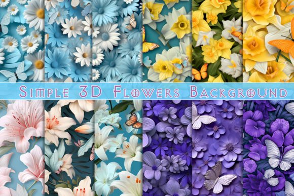 Simple 3D Flowers Background