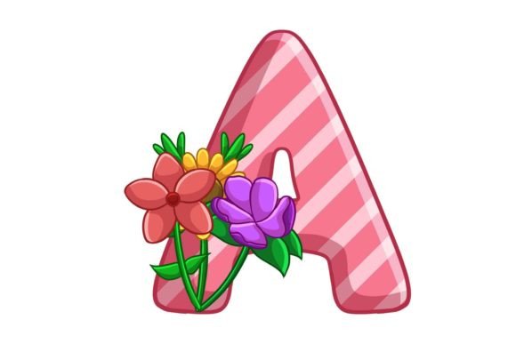 Spring Flowers Icons Alphabet a Stock Graphics