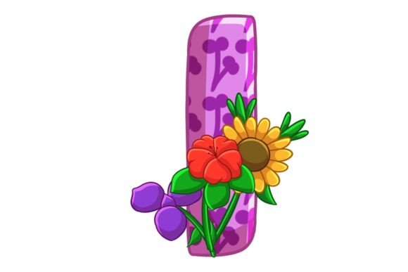 Spring Flowers Icons Alphabet I Stock Graphics
