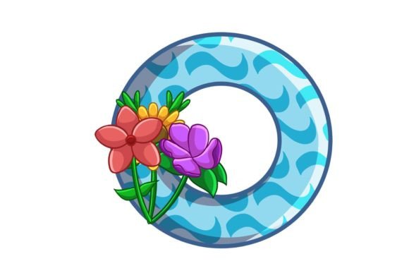 Spring Flowers Icons Alphabet O Graphics