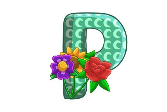 Spring Flowers Icons Alphabet P Stock Graphics
