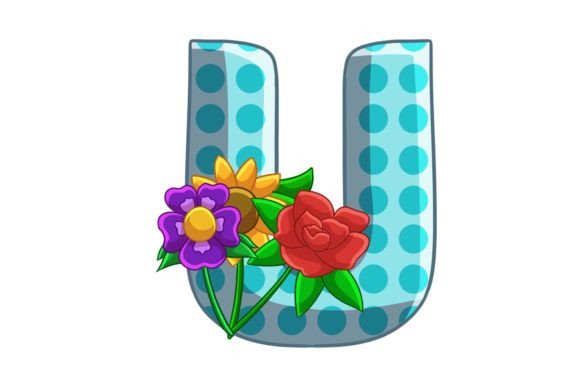 Spring Flowers Icons Alphabet U Graphics