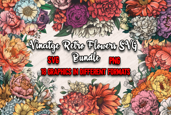 Vintage Retro Flowers Graphics for Editorial and Web Design