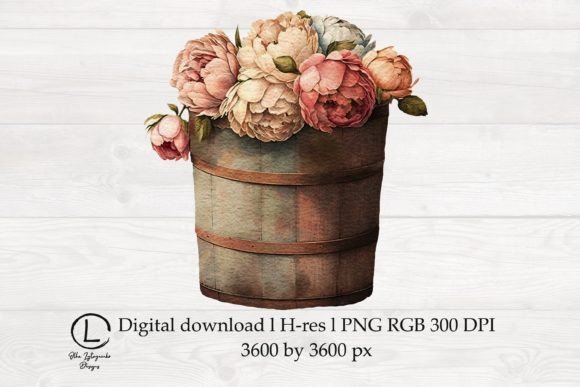 Vintage Watercolor Flowers for Graphics and Illustrations